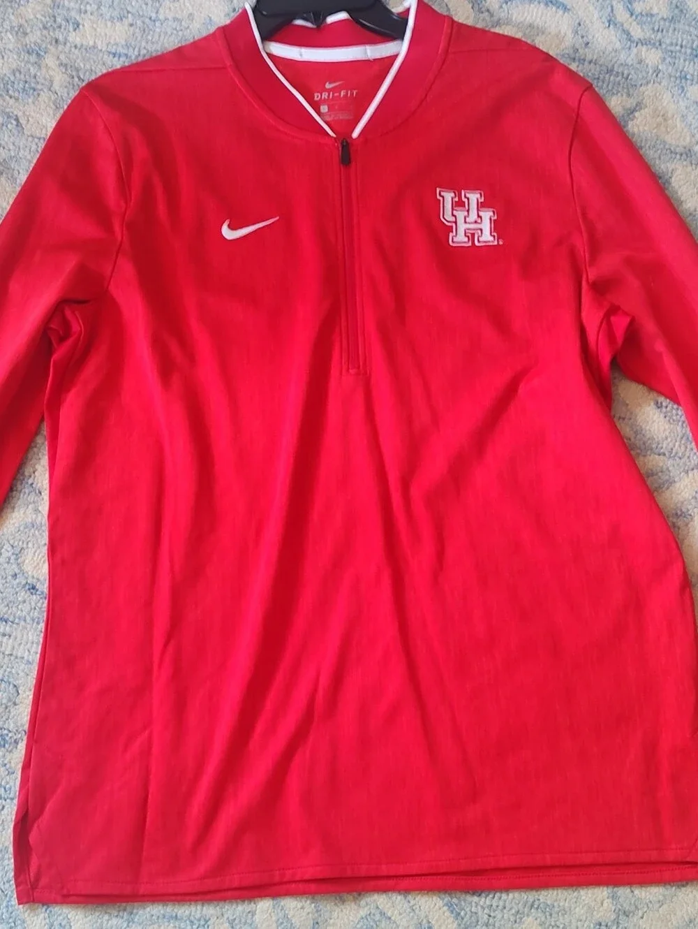 Nike Men’s Red Quarter-Zip UH Dri-FIT Pullover Men's Large University Of Houston